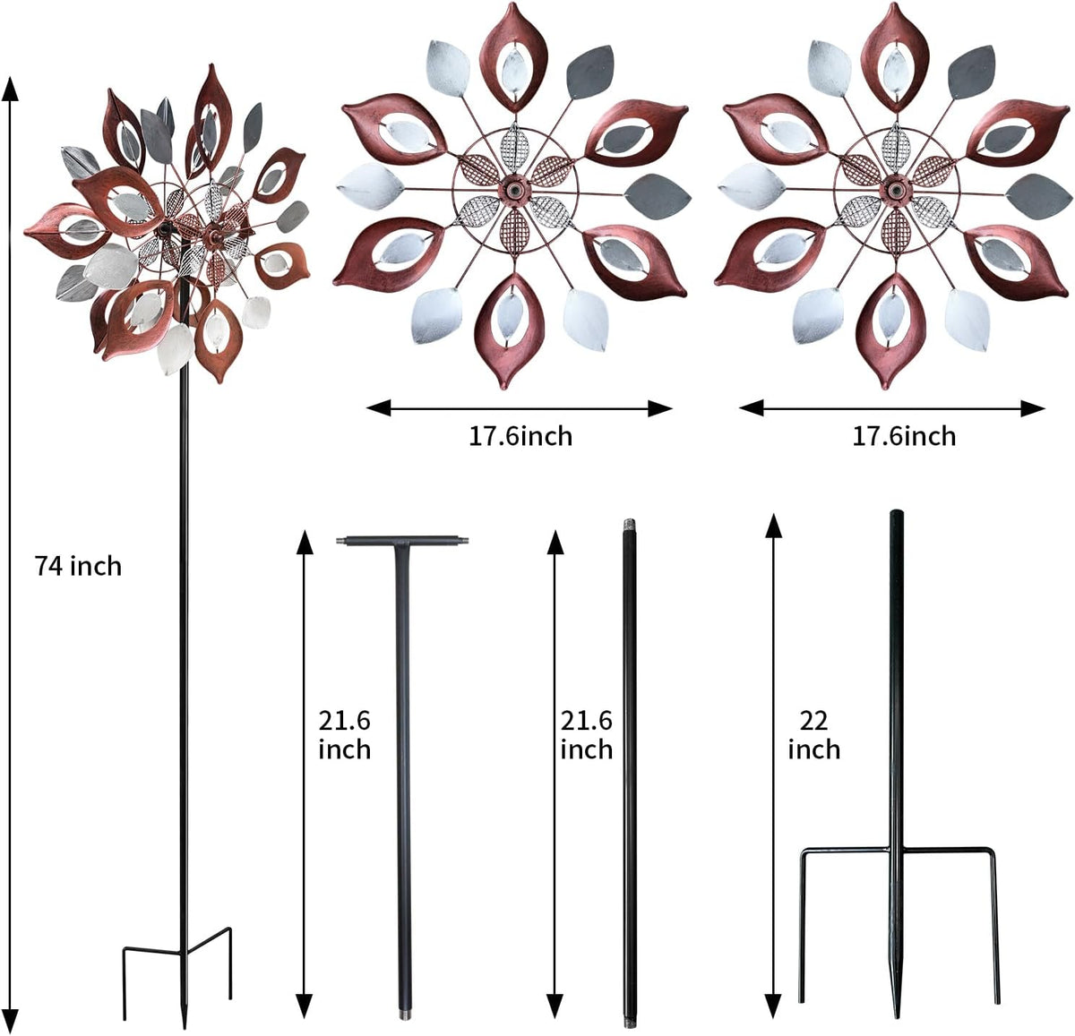 GUAGUA Classical Metal Wind Spinner Outdoor, 360 Degrees Swivel Wind Spinners for Yard and Garden