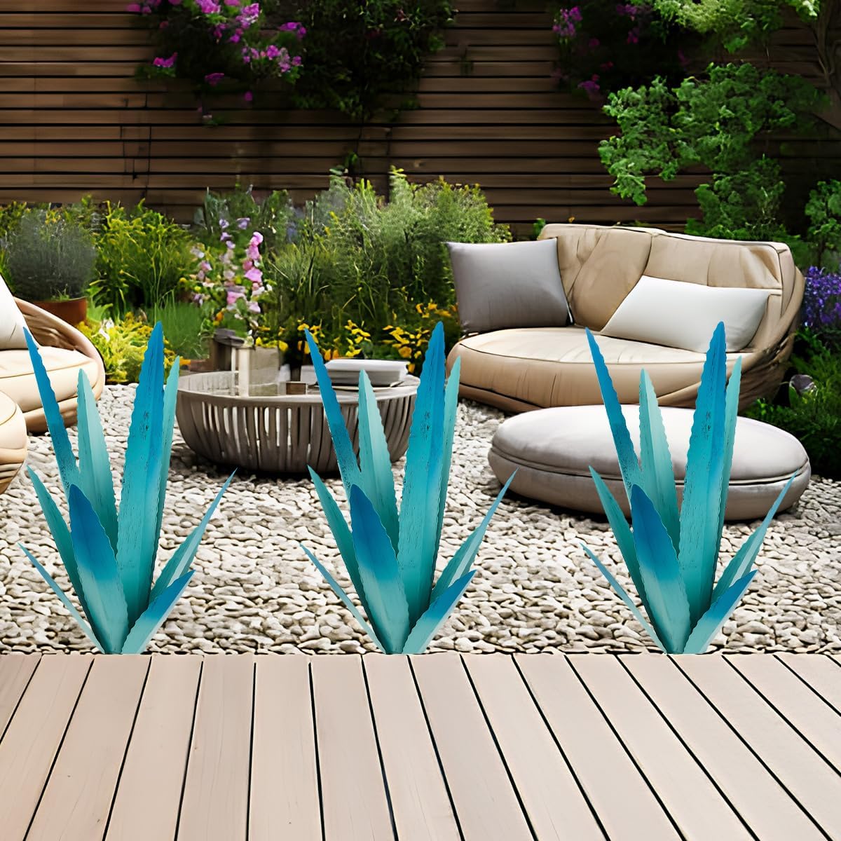 EROCK 2 Pcs Tequila Rustic Sculpture, Wind Resistant Metal Agave Plant Outdoor Home Decor, DIY