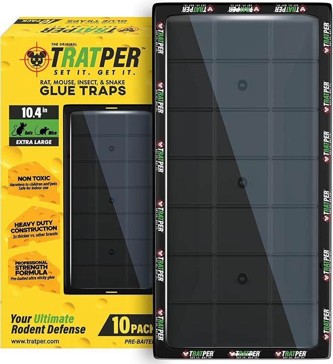 Glue Traps for Mice,Rat,Mouse,Snake,Lizard,Insect. 10 Pack. Extra Strength,Pre-Baited