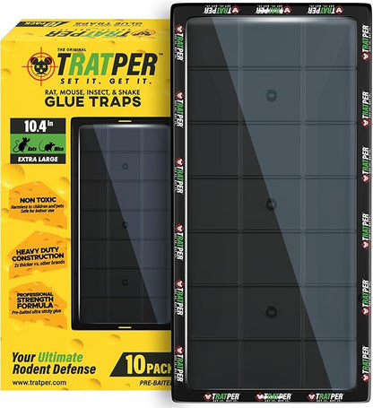 Glue Traps for Mice,Rat,Mouse,Snake,Lizard,Insect. 10 Pack. Extra Strength,Pre-Baited