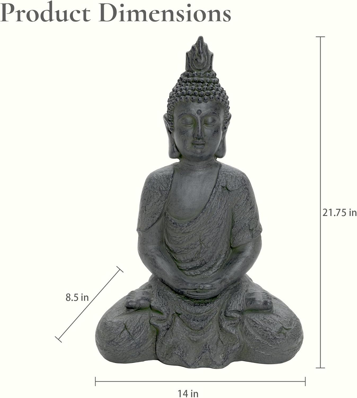 LuxenHome Large Buddha Statue Outdoor and Indoor, 22" Fiber Stone Meditating Buddhas Garden Statues