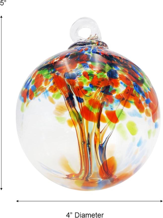Dale Tiffany Hand Blown Glass, 4" Diameter Royal, Tree of Life Collection, Witch Globe Hanging
