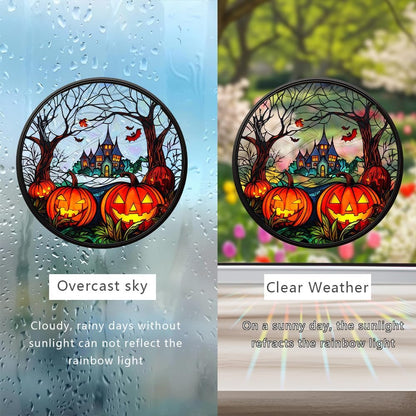 Halloween Sun Catcher - 8 Inch Round Suncatcher for Window Hanging Decoration - Creates Indoor