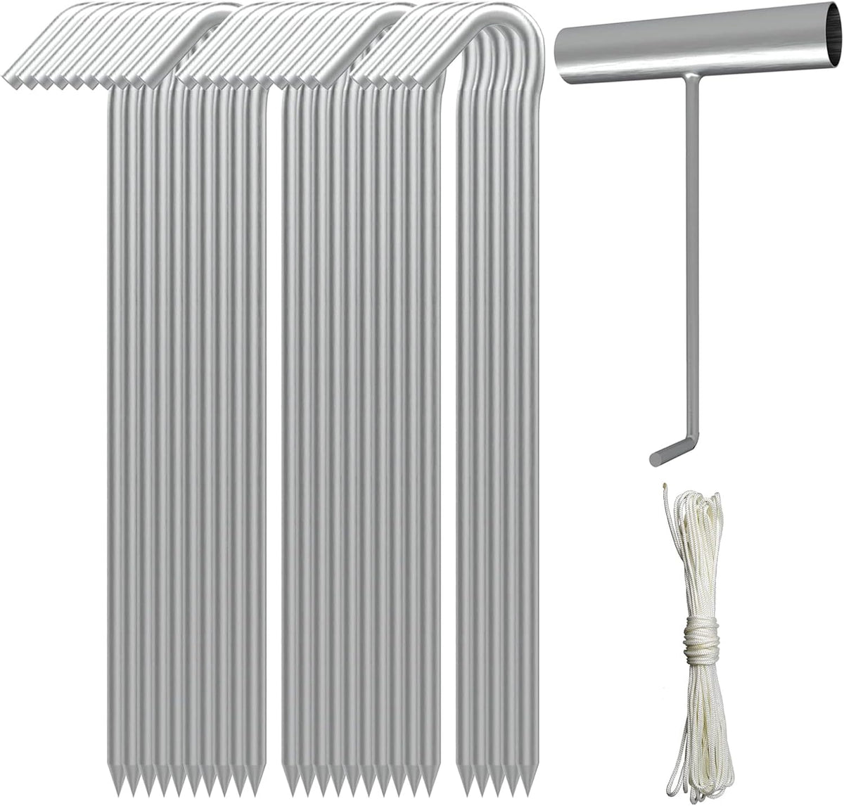 AAGUT Tent Stakes, Tent Stake Metal Garden Edging Fence Hooks Yard Camping Stake Heavy Duty