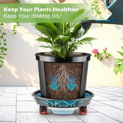 3-Pack Jumbo 15.7 Inch Planters with Rolling Saucers & Drainage – Large Flower Pots for