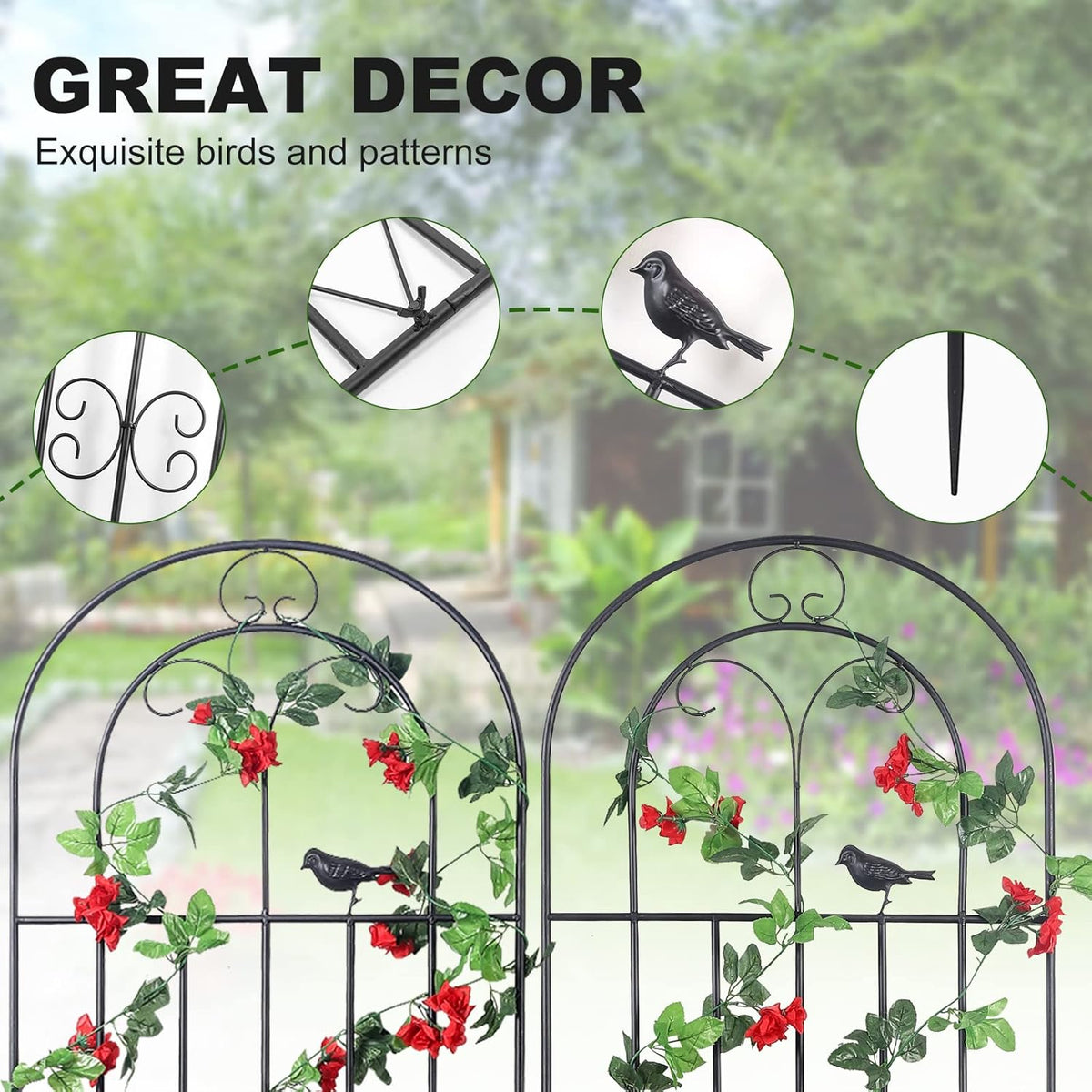 2 Pack 86.7" H x 19.7" W Metal Garden Trellis with Black Coating, Wire Lattice Grid Panel for