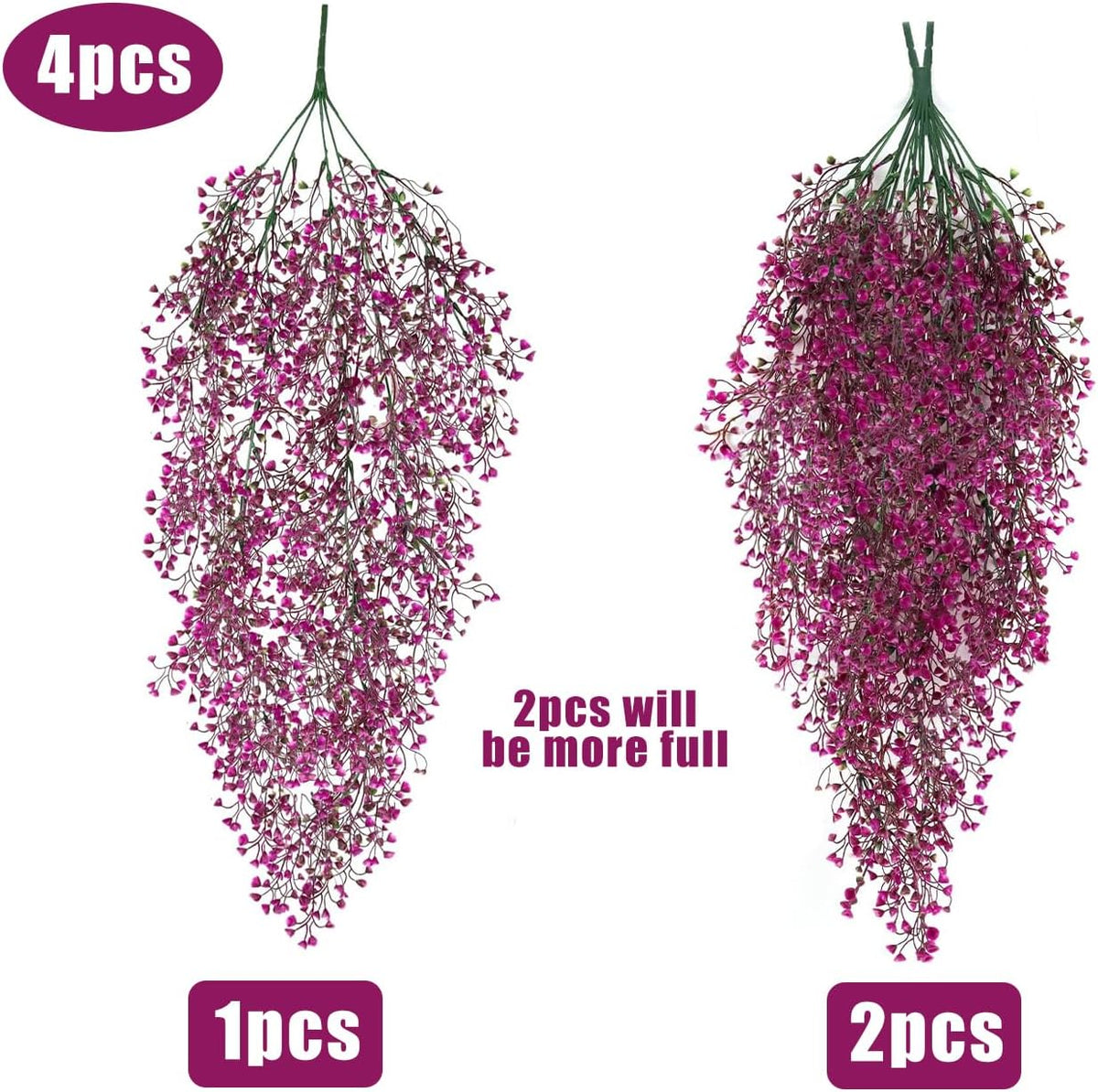 RECUTMS 4Pcs Fake Ferns Artificial Hanging Plants with 30 LED Lights Ivy Flowers Large Faux Hanging