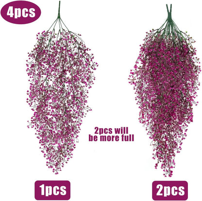 RECUTMS 4Pcs Fake Ferns Artificial Hanging Plants with 30 LED Lights Ivy Flowers Large Faux Hanging