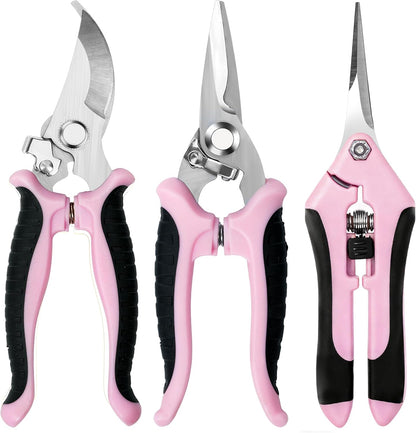 3 Pack Garden Pruning Shears, Stainless Steel Shears, Gardening Shears, Scissors, Garden Clippers