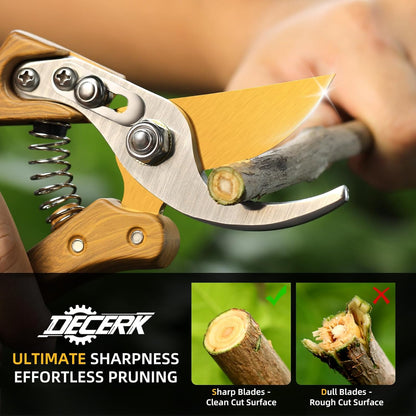 8.5" Professional Bypass Pruning Shears – Heavy Duty Garden Scissors & Clippers for Wood & Tree