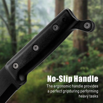REAT Machete with Saw, 17" Full Tang Fixed Blade Hunting Knife with Sheath, Ergonomic No-Slip