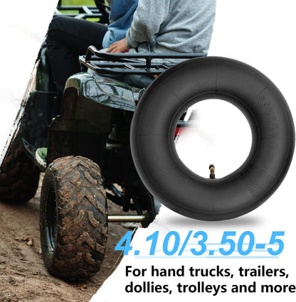 4.10/3.50-5 Inner Tube (2 PACK) with TR-87 Bent Valve Stem,Replacement for Wheelbarrows, Mowers