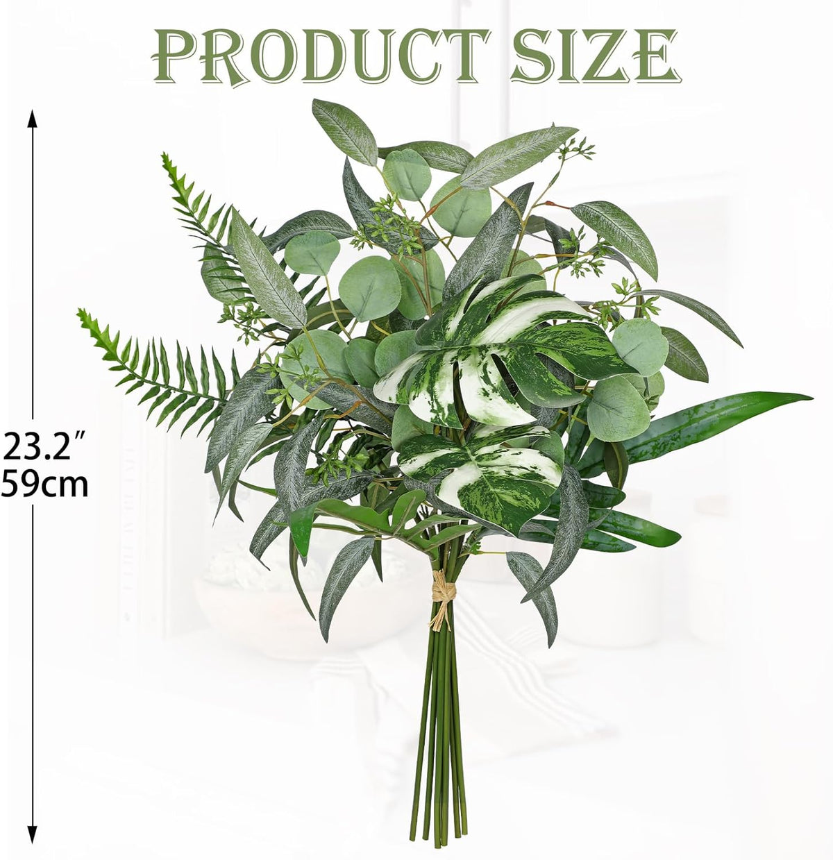 Artificial Greenery Stems Box Set, 5 Kinds Mixed Eucalyptus Leaves Silver Dollar Fern Monstera Leaf