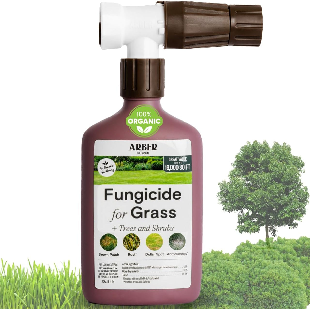 Organic Fungicide for Lawns, Trees & Shrubs – 16oz Ready-to-Spray – Lawn Fungicide for Brown Patch