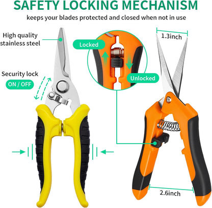 Garden Pruning Shears 3 Pack Gardening Shears Garden Scissors Stainless Steel Plant Flower Scissors