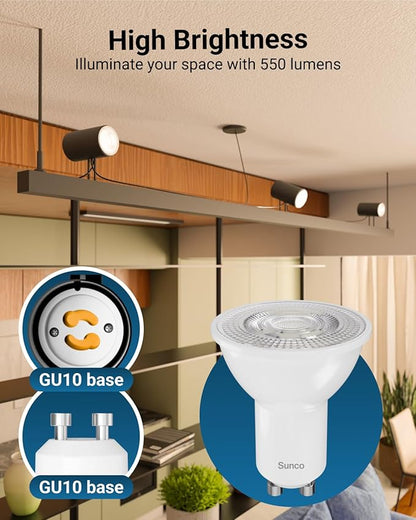 Sunco 24 Pack MR16 LED Bulb, GU10 Dimmable Track Light Bulbs, 5.5W=50W, 3000K Warm White, 550 LM