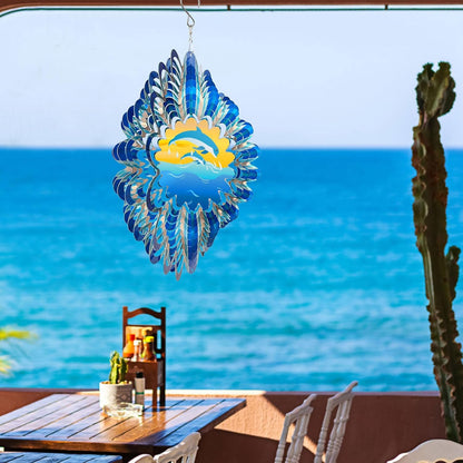 Animated Dolphin Wind Spinner | 3D Holographic Stainless Steel Kinetic Wind Spinners, Magical