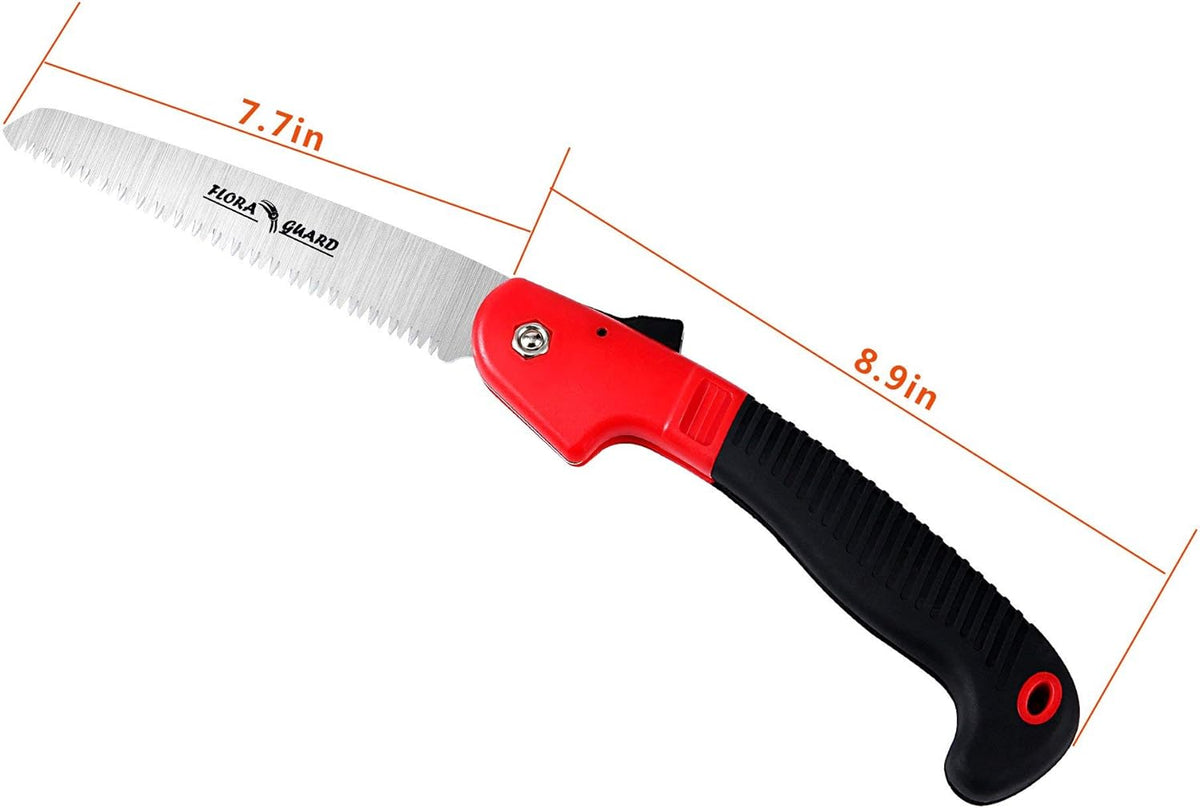FLORA GUARD 7.7-Inch Folding Saw, Pruning Hand Saw with Triple-Cut Razor Teeth for Wood Cutting