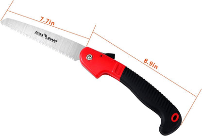 FLORA GUARD 7.7-Inch Folding Saw, Pruning Hand Saw with Triple-Cut Razor Teeth for Wood Cutting
