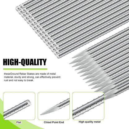 Gisafai 24 Pcs 16 Inch Giant Skeleton Accessories Heavy Duty Ground Anchors Steel Plant Support