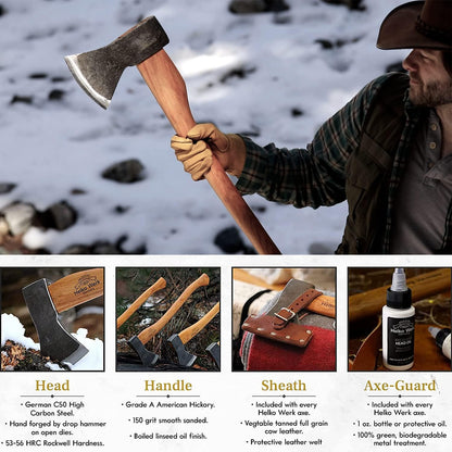 1844 Helko Werk Germany Traditional Bavarian Woodworker Axe - Made in Germany Heavy Duty Felling