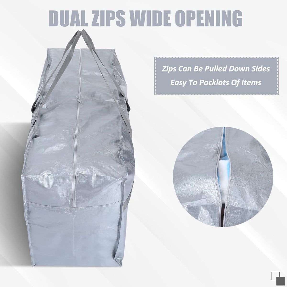 4 Pcs 96 Gallon Large Moving Bags with Zipper and Handles Foldable Storage Duffle Bags Heavy Duty