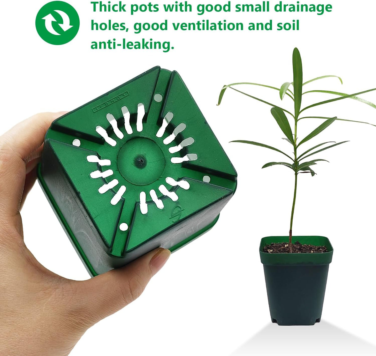 Square Nursery Seedling Pot 3.5 Inches 90 Pcs, Small Nursery Pot Plastic Thick and Sturdy Seed