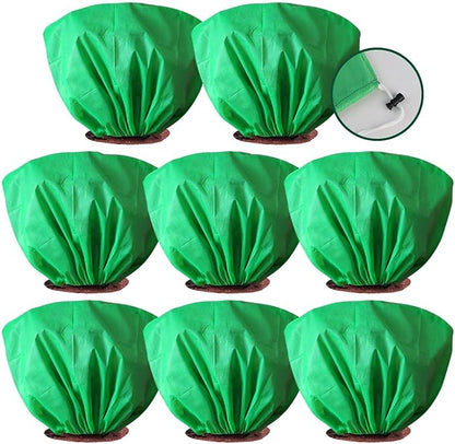 8 Pcs Plant Covers Frost Protection Bag 39.3" x 19.6" Winter Reusable Plants Jacket with Drawstring
