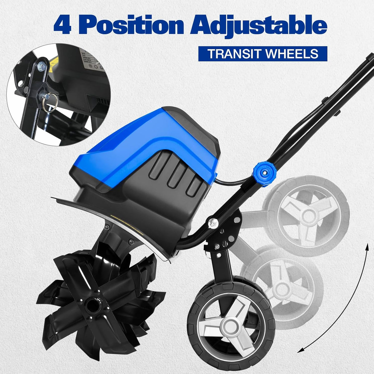 BILT HARD 18 Inch Electric Tiller Cultivator, Corded 15 Amp 6 Steel Tines Tillers for Gardening