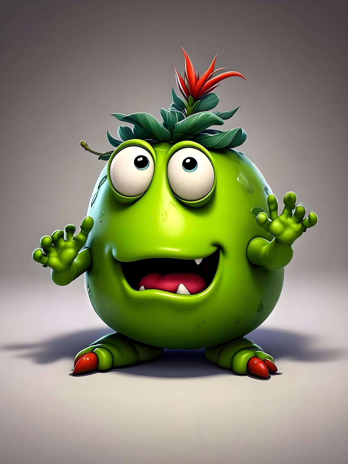 Cute Green Monster Resin Figurine Indoor Outdoor Garden Statue Whimsical Funny Desk Decor - Little