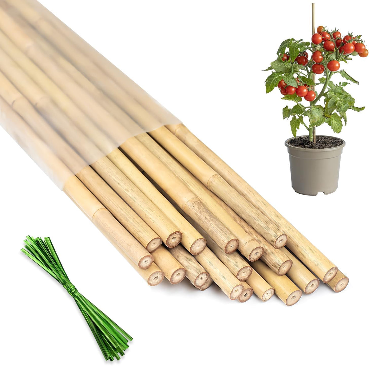 Plant Stakes 18inch, 20Pcs Natural Bamboo Sticks Garden Stakes, HAINANSTRY Plant Support Stakes for