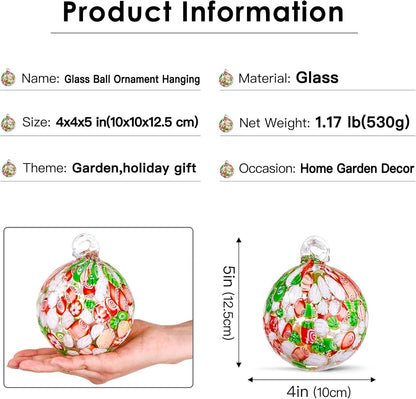Hand Blown Glass Witch Ball,Glass Ornament Hanging Garden Gazing Ball Indoor Outdoor Home Décor. (3)