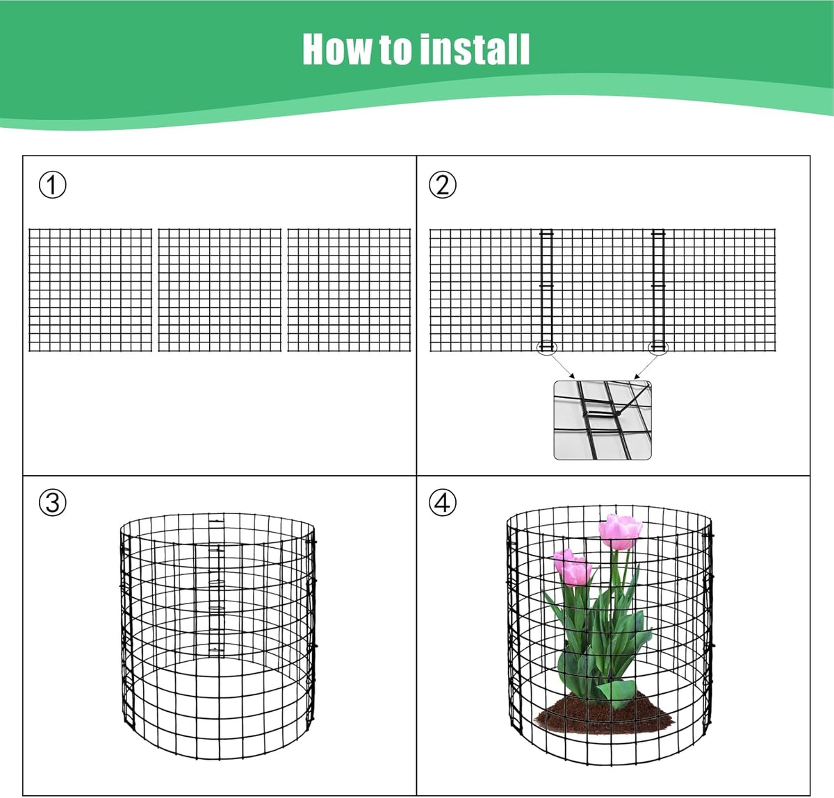 Eunika 18 Pcs Round Plant Protector from Animals, 6 Pack 12" x 12" Metal Mesh to Keep Animals Out