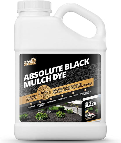 1 Gallon Absolute Black Mulch Dye - Covers up to 10,000 sq. ft., Liquid Mulch Dye Black, Premium