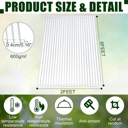 Tatuo 5 Pack 6' x 2' x 0.16'' Polycarbonate Greenhouse Panels Polycarbonate Sheets Twin-Wall Roof