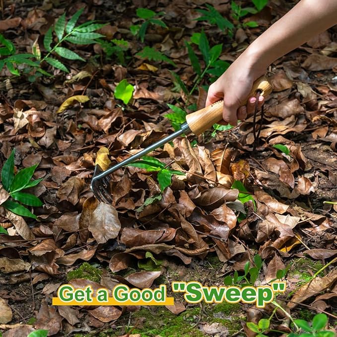 Berry&Bird Premium Hand Rake for Gardening, 5 Tines Hand Tiller Hand Cultivator Small Rake Garden