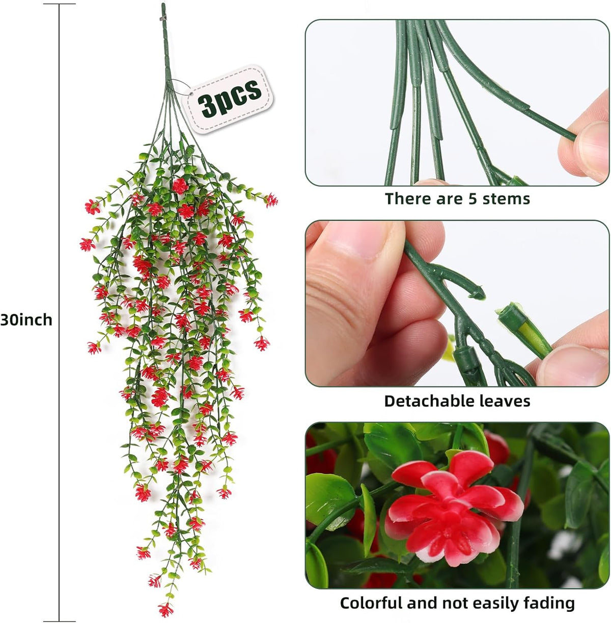 RECUTMS Artificial Hanging Plants Fake Hanging Vine Flowers Fake Plants Faux Hanging Plants Outdoor