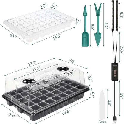 Seed Starter Tray with Grow Light, 2 Packs 80 Cells Seed Starting Kit, Reusable Seedling Starter