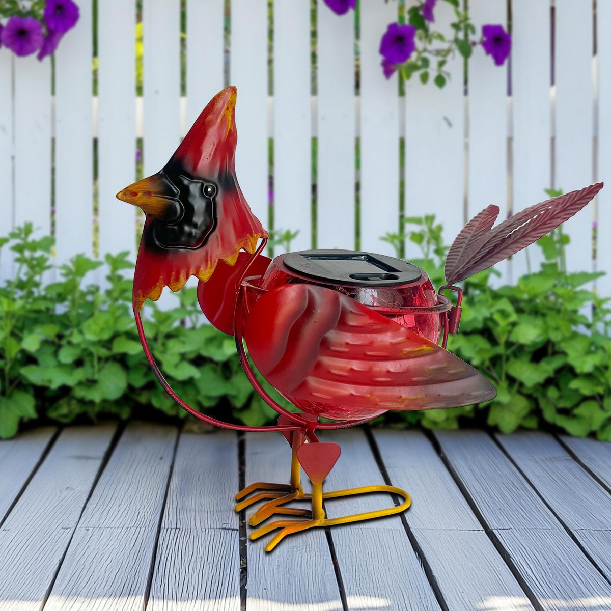 HONGLAND Solar Cardinal Statue Light, Animal LED Lights Outdoor, Solar Power Figurine Waterproof