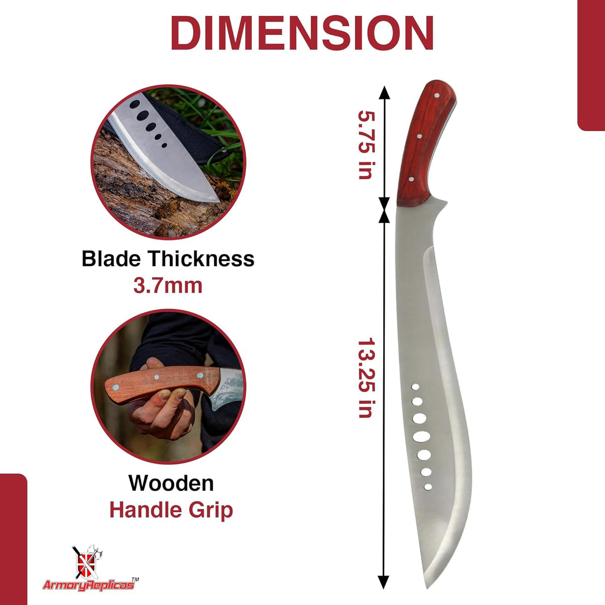 Armory Replicas - Book of Eli Stainless Steel Machete Knife - Premium-Quality, Authentic Kukri