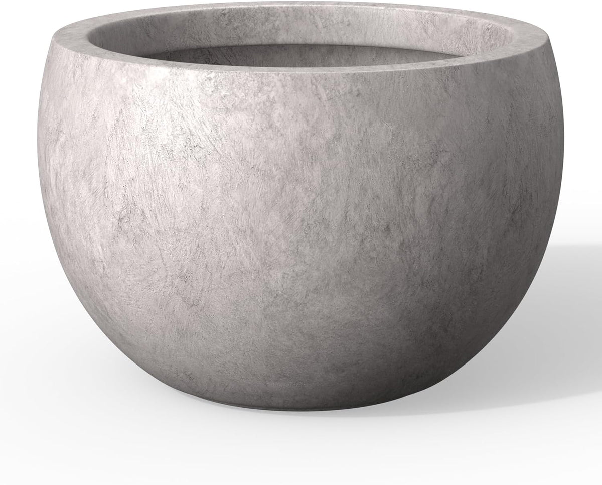 Kante 15.7" Dia Round Concrete Planter, Outdoor/Indoor Large Bowl Plant Pots with Drainage Hole and