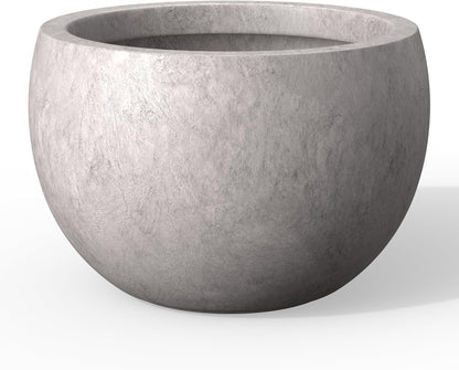 Kante 15.7" Dia Round Concrete Planter, Outdoor/Indoor Large Bowl Plant Pots with Drainage Hole and