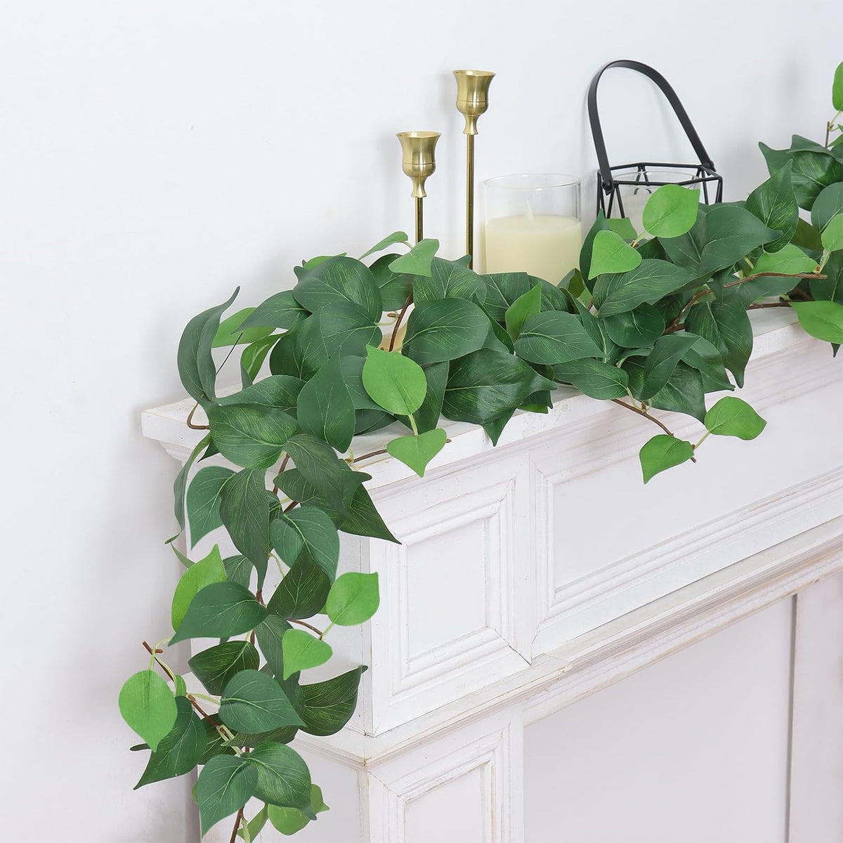 Dremisland 4 Strands Artificial Scindaps Vines Garland 6.7ft Fake Vines Ivy Garland Silk Green