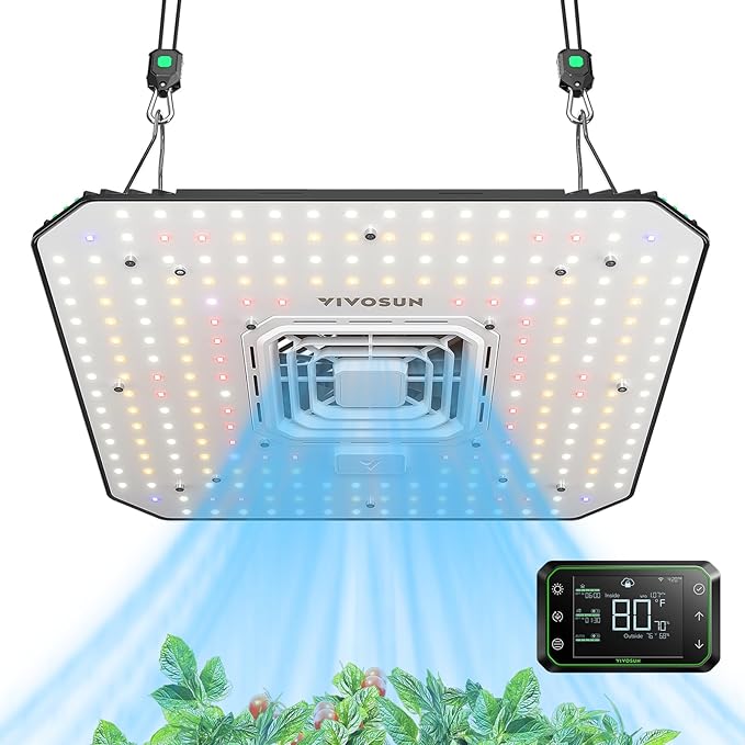 VIVOSUN AeroLight A100, Tunable Spectrum, LED Grow Light 100W with Integrated Circulation Fan &