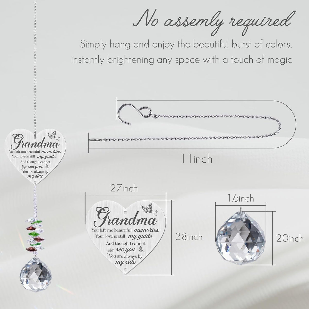 Grandma in Heaven Memorial Crystal Suncatcher Gifts,Sympathy Gifts for Loss of Grandma,Hanging