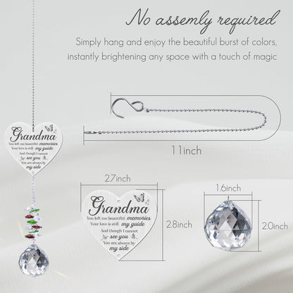 Grandma in Heaven Memorial Crystal Suncatcher Gifts,Sympathy Gifts for Loss of Grandma,Hanging