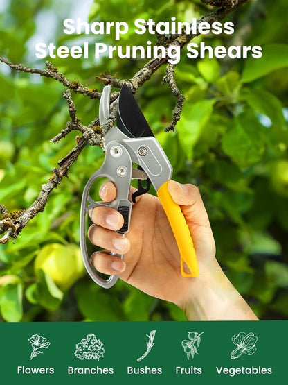 GROWNEER 3 Pack Garden Scissors kit Professional Garden Pruning Shears Stainless Steel Garden