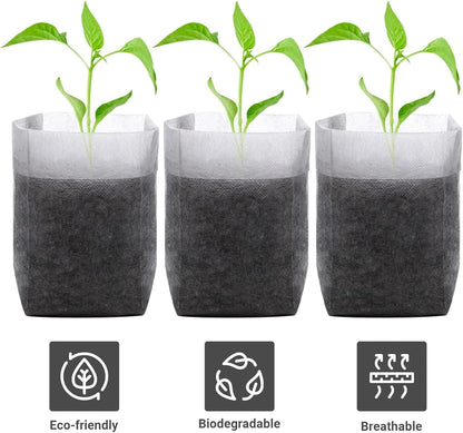 Plant Nursery Grow Bags, Non-Woven Fabric Seedling Starter Pots for Vegetable, Flower, Fruit