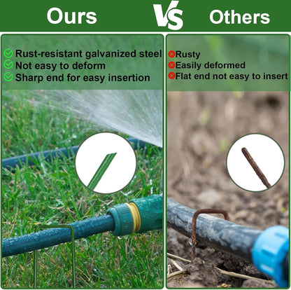 6 Inch Garden Stakes Galvanized Landscape Staples,U-Type Turf Staples for Artificial Grass, Rust