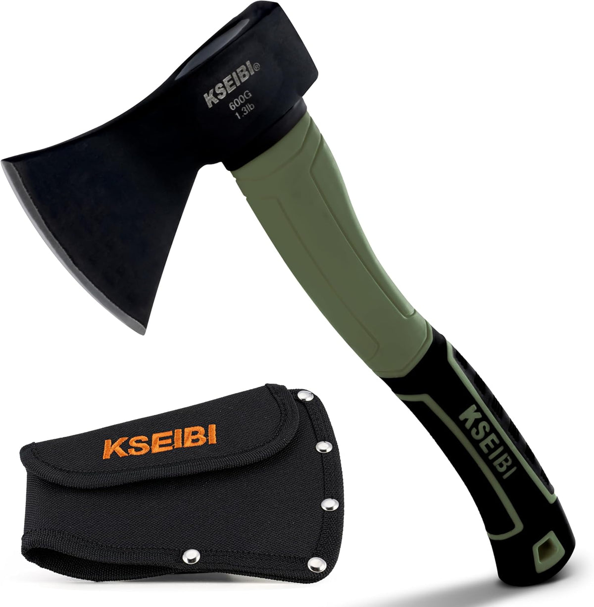 KSEIBI Hatchet with Sheath, Camping Axe for Splitting and Kindling Wood, Forged Steel Blade with
